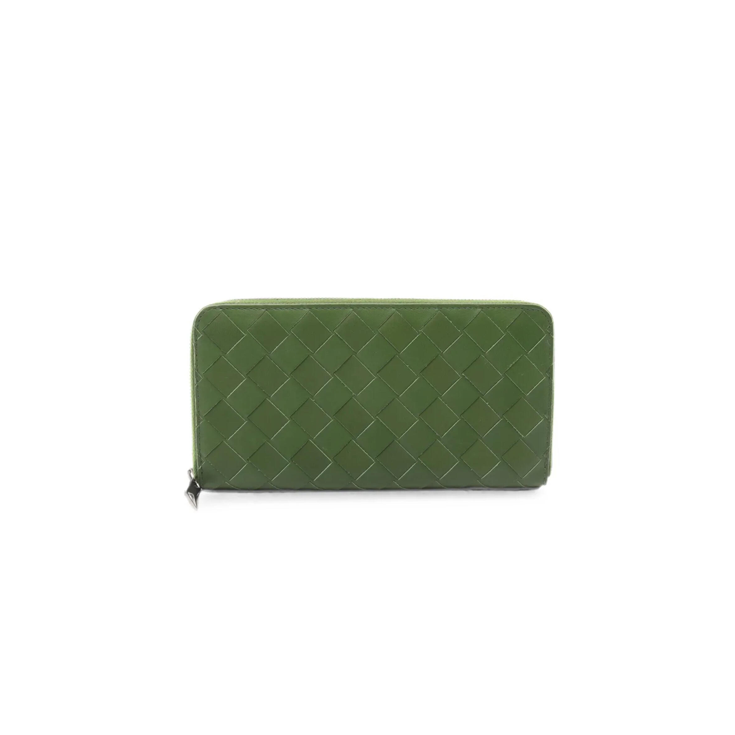 BOTTEGA VENETA INTRECCIATO ZIP-AROUND WALLET AVOCADO 593217 (19*10*2cm)